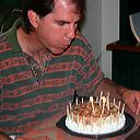 Brian blowing out his birthday candles